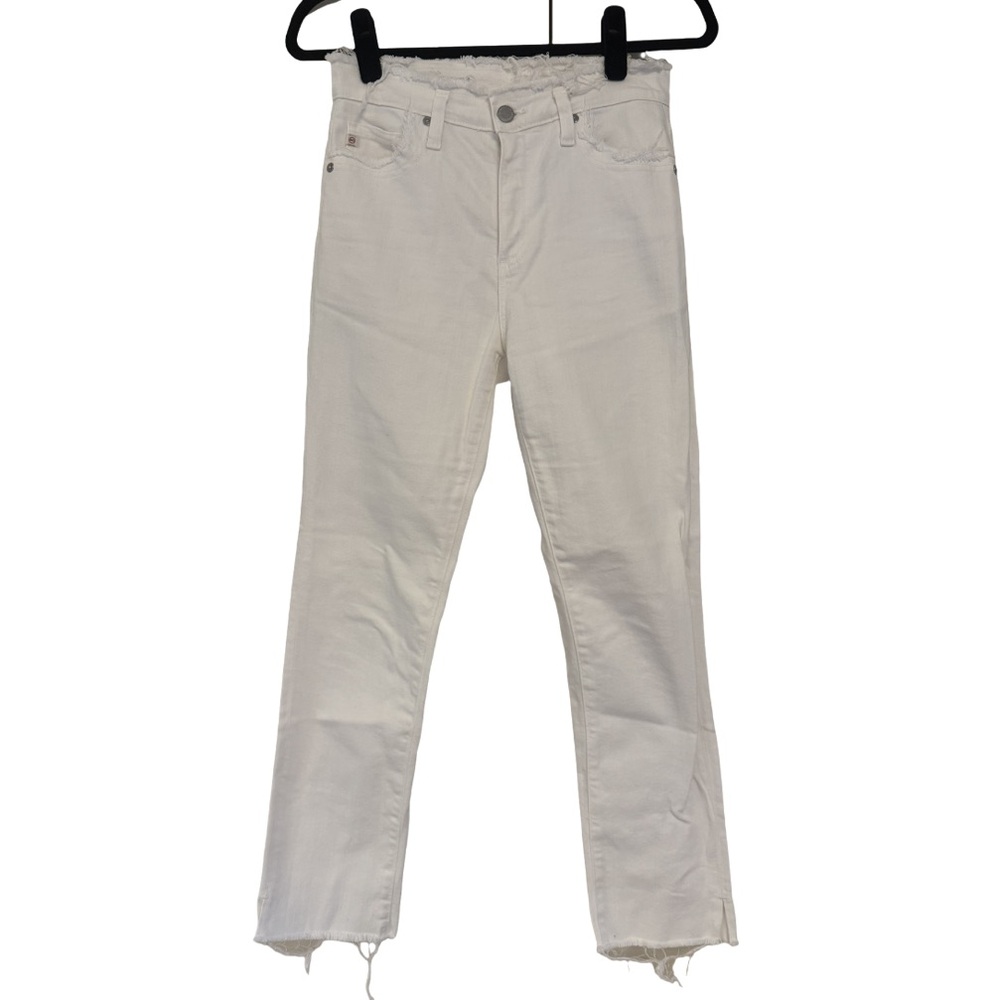 AG White Jeans with Frayed Hems